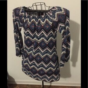 Size‎ S-M southwest print bell sleeve business casual casual tunic fall winter